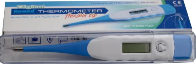 Romed Fieberthermometer digital Fiebermesser mit flexibler Spitze 1 Stück