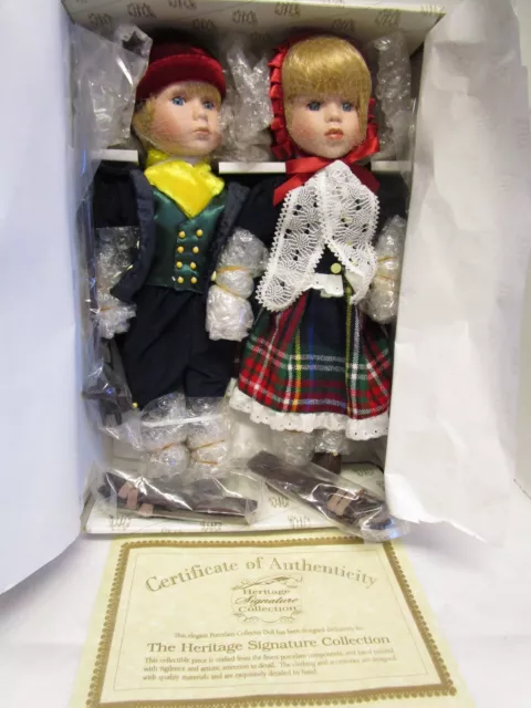 Heritage  Signature  Collection  Porcelain  ERIK & EVA Ski Dolls