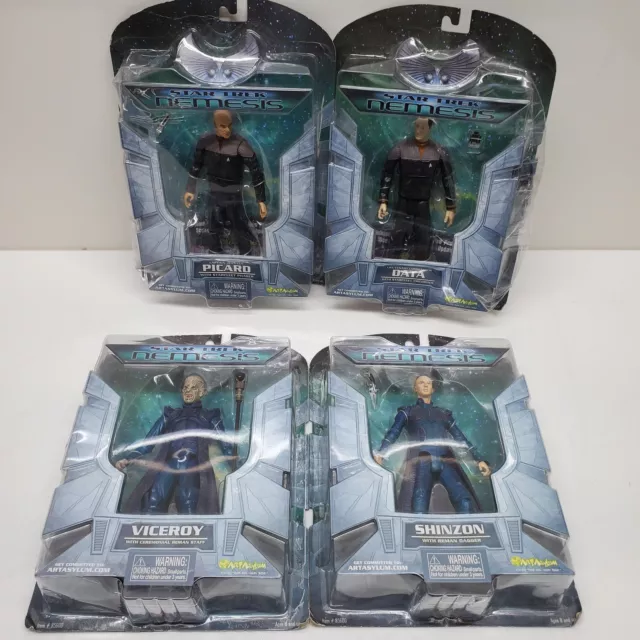 4x Star Trek Nemesis Art Asylum Sealed Figures Data Picard Viceroy Shinzon