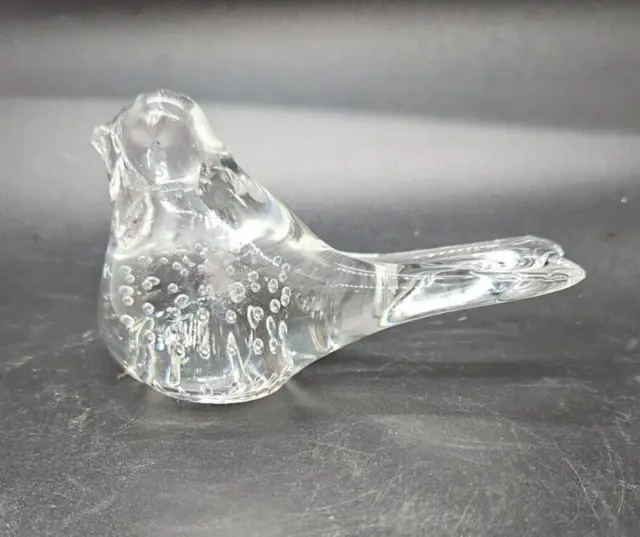 Controlled Bubble Clear Art Glass Bird Figurine Paperweight Home Decor