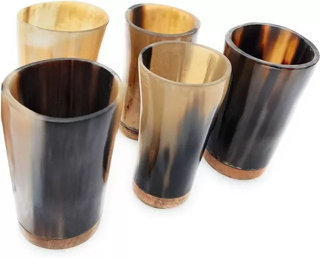 5x Shots Handmade Viking Horn Shot Glass Bar Whiskey Set of 5 Viking Gifts Men