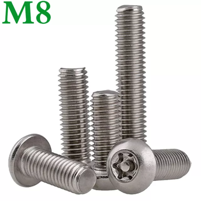 M8 304 Stainless Steel Pin Tamper Torx Security Button Head Machine Screws Bolts