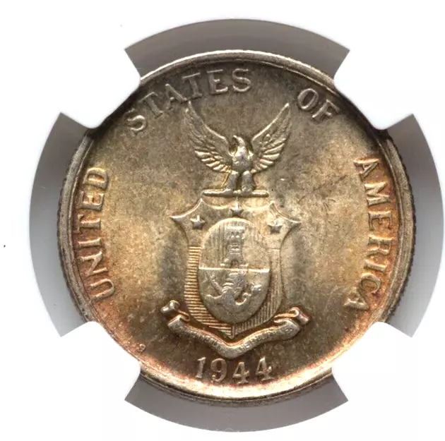 1944-S USA Philippines 50 C  50 Fifty Centavos NGC MS64 Gorgeous Light Toning