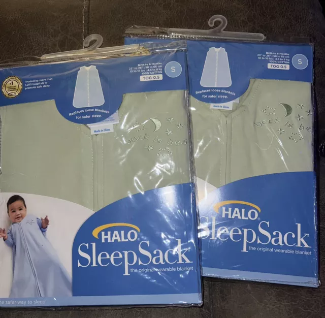 NEW Halo Sleep Sack Wearable Sleep Blanket 0-6 m Knit Sage Green LOT OF 2