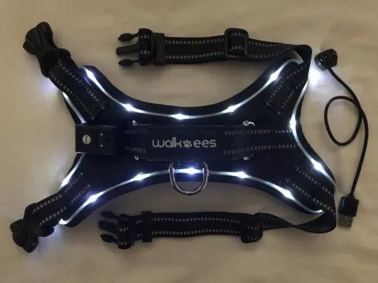 New LED LIGHT UP Dog Harness, USB Rechargeable, 3 Light Modes, Night Safe,