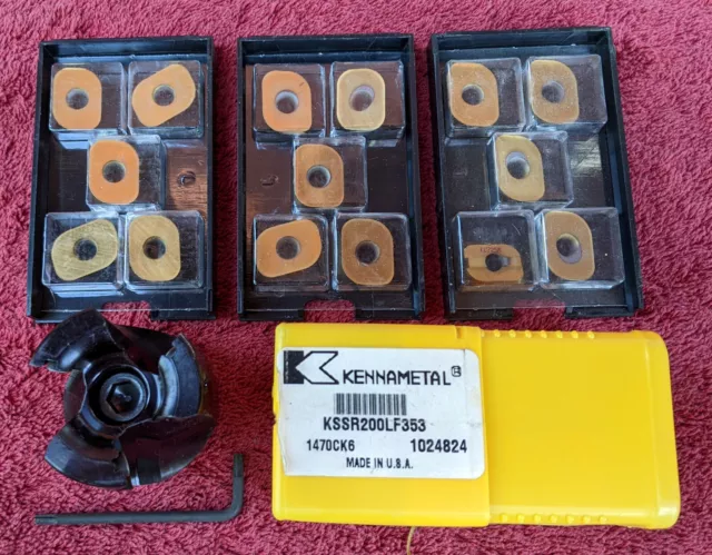 NEW Kennametal KSSR200LF353 2" 3 Flute Face Mill with 15 LFEW35312R Inserts