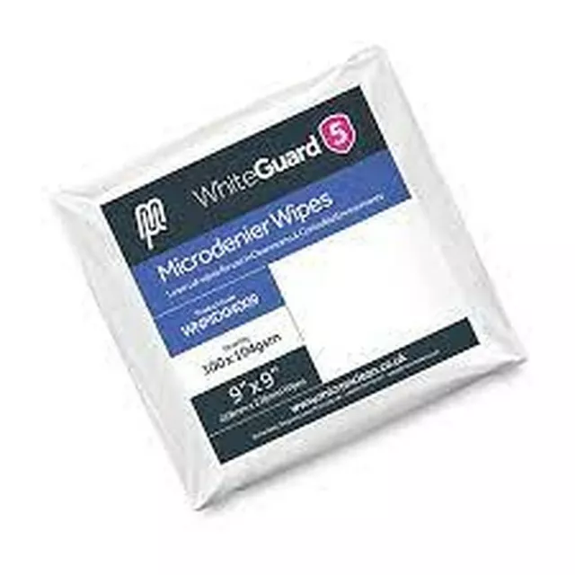 WhiteGuard Microdenier White Laser Cut Dry Wipes 9" x 9" 228mm x 228mm New x100