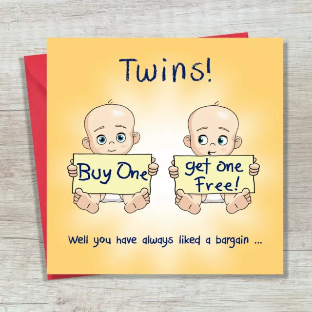 Neu Baby Zwillinge Karte - lustige neue Doppel Baby Karte für Zwillingsjungen oder Zwillingsmädchen