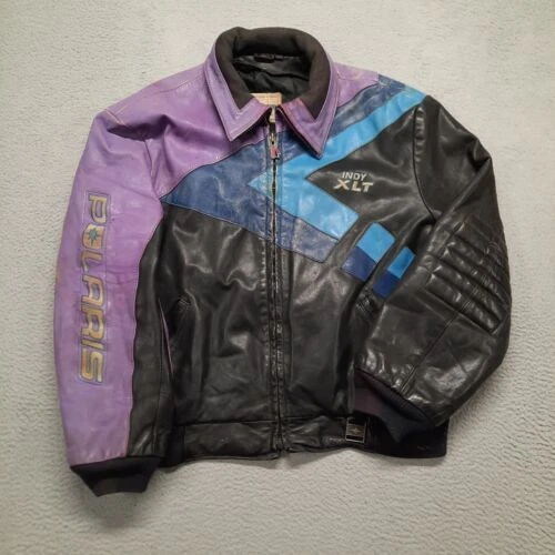 VINTAGE POLARIS XLT Indy Snowmobile Jacket Men XL Coat Leather Hein