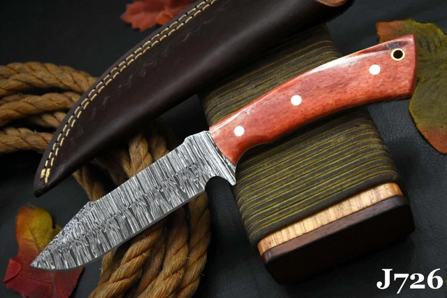 Custom Damascus Steel Fixed Blade Hunting Knife Handmade,Camel Bone Handle (J726