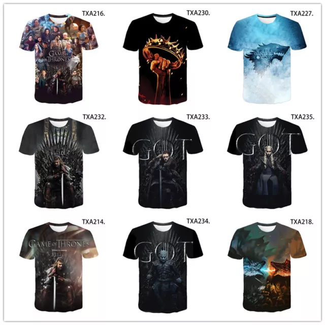 Kid's Game of Thrones 3D printed t shirts Short Sleeved shirt summer tee tops