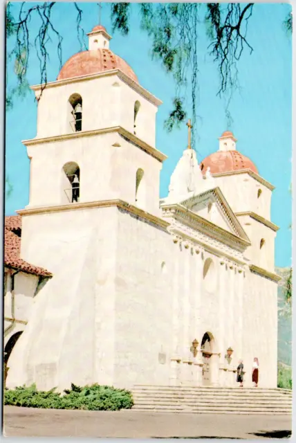 Santa Barbara Mission California Church Union Pacific Railroad Vintage Postcard