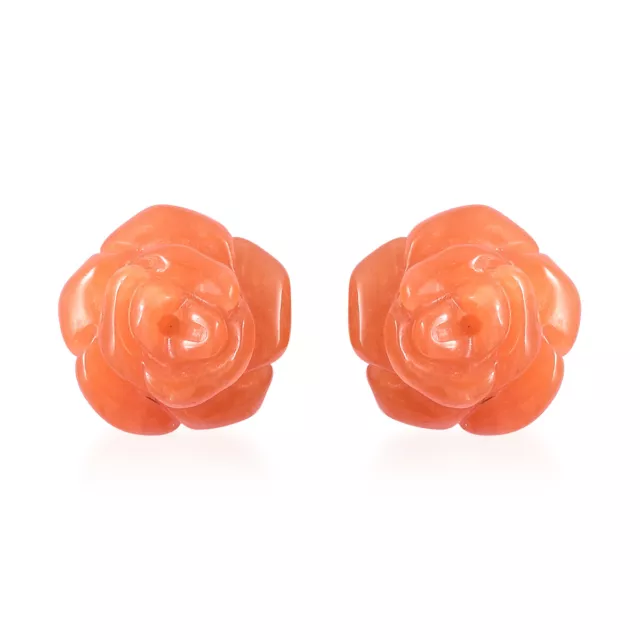14.15 JADE ROSE Carved Flower Stud Earrings in Sterling Silver, White ...