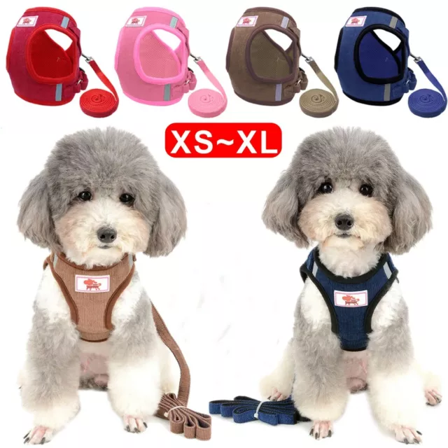 Small Dog Harness Leash Set No Pull Soft Mesh Pet Cat Reflective Vest Lead Puppy