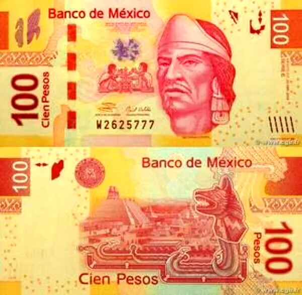 Mexico 100 Peso Mexican Currency Note Cien Pesos Banknote Nezahualcoyotl Money