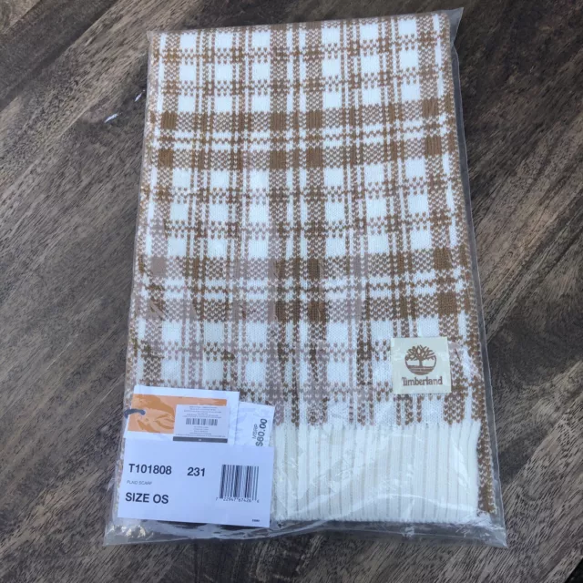 Timberland Scarf Buffalo Plaid Beige NWT Fall Cozy Soft MSRP $60