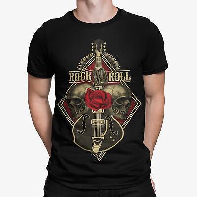 Rock n Roll Guitar Mens T-Shirt Tee Top Band Music Skull Punk Metal Guitarist
