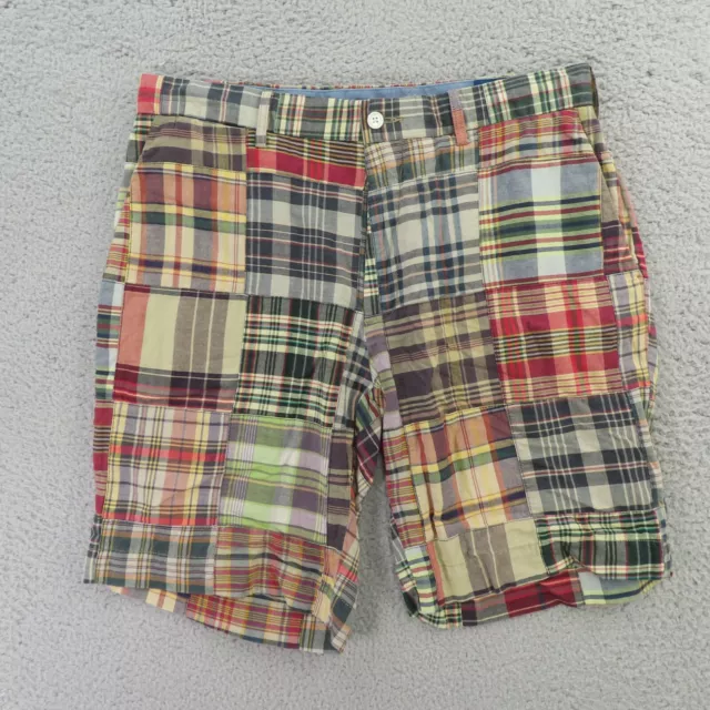 Ralph Lauren Polo Shorts Mens 33 Patchwork Madras Plaid Cotton Flat Front