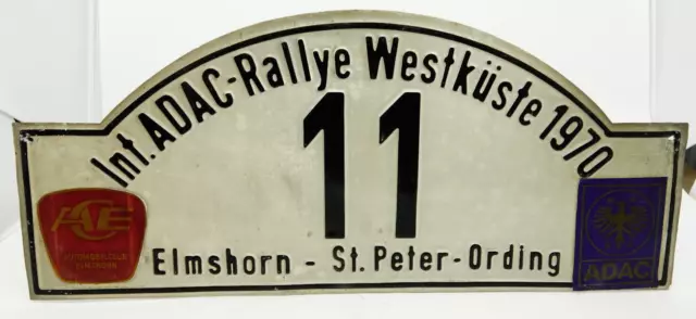 Rallyeschild Int. ADAC Rallye Westküste 1970 Nr. 11 Elmshorn Ording Blechschild