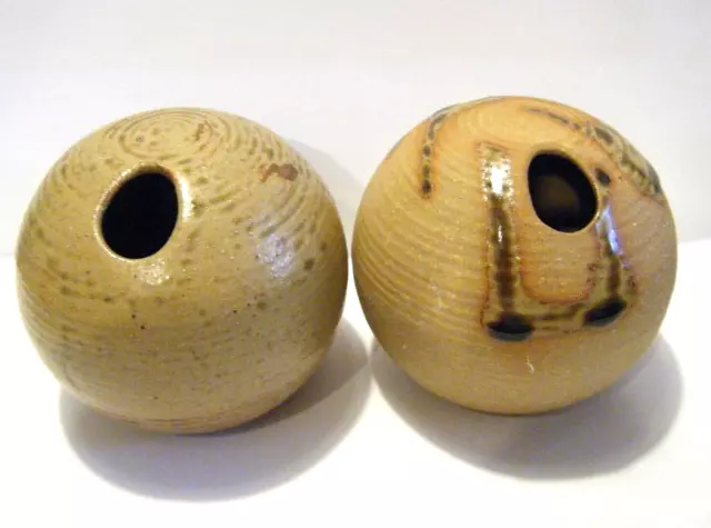 Pair Small Vintage Pottery Mid-Century Modern Modernist Vase Pot Ikebana Japan