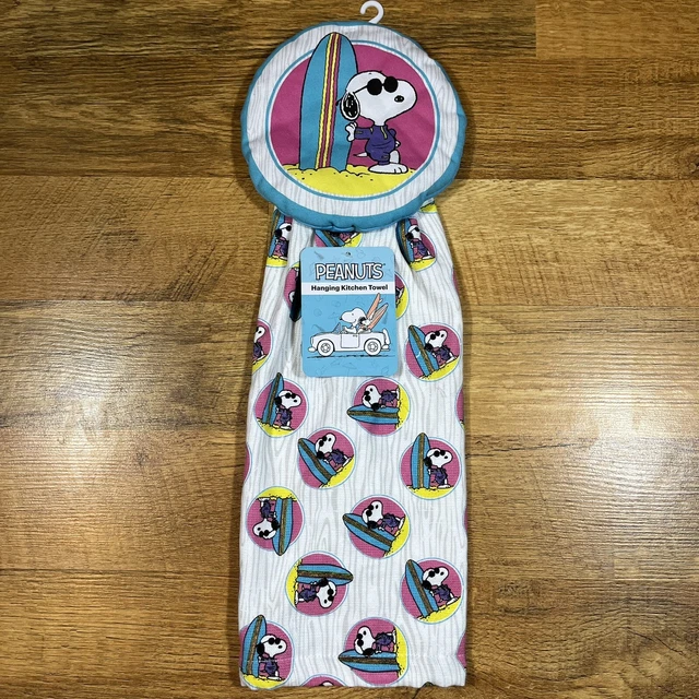 Toalla de mano colgante Peanuts Snoopy surf playa día océano nueva con etiquetas