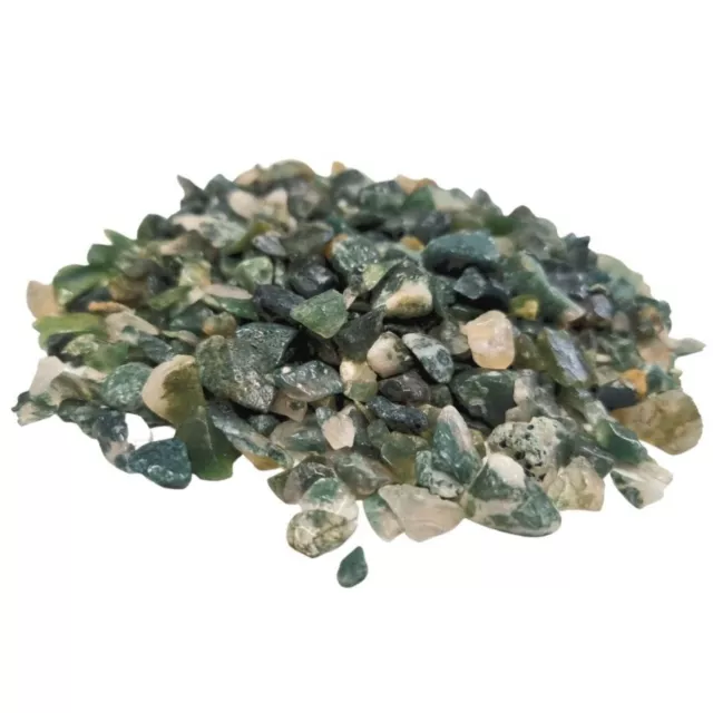 1kg Gemstone Chips Natural Loose Stones Bag of Moss Agate Chips