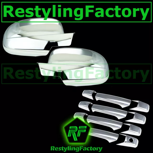 07-14 Chevy Suburban+Tahoe Chrome FULL Mirror+4 Door Handle no PSG Keyhole Cover