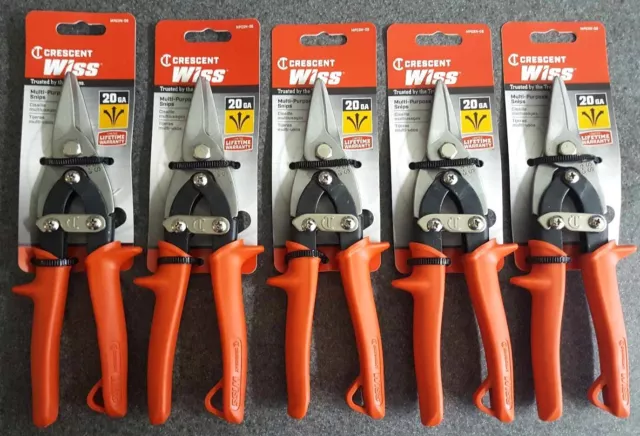 Lot of 5 Crescent Wiss MPC3N-06 Multi-Purpose 9" Snips 20 GA