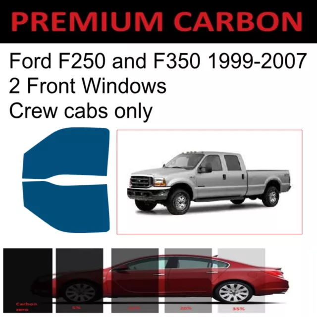 Premium Carbon Window Tint fits Ford F250 and F350 1999-2007 precut tint 2f