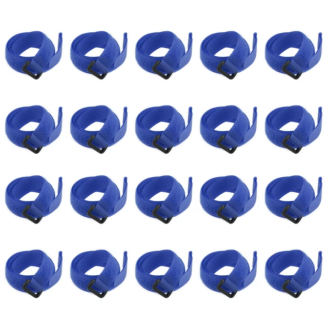 20Pcs Crochet Boucle 3/4 x 24 Pouces Sangles Fixation Réutilisable Câble Bleu