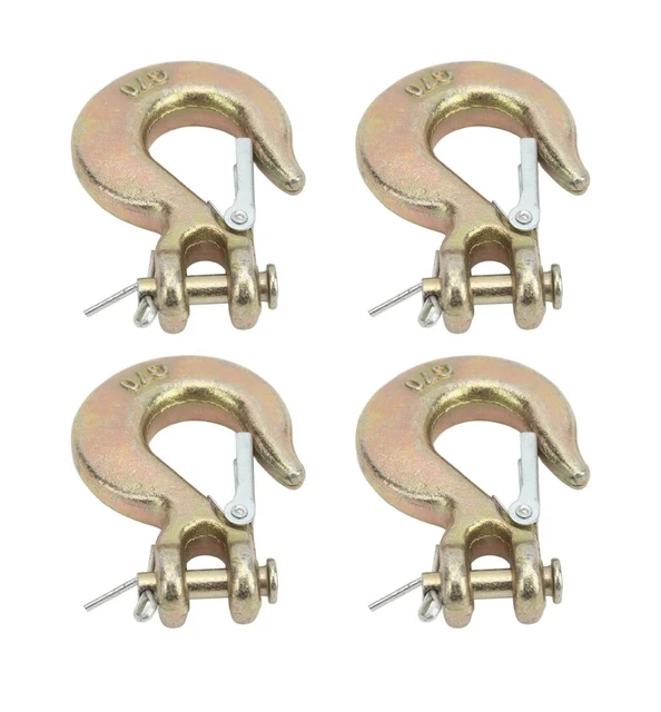 4 Pack 1/2” Clevis Slip Hook W/ Safety Latch Grade 70 Forged Steel, GarageBin.