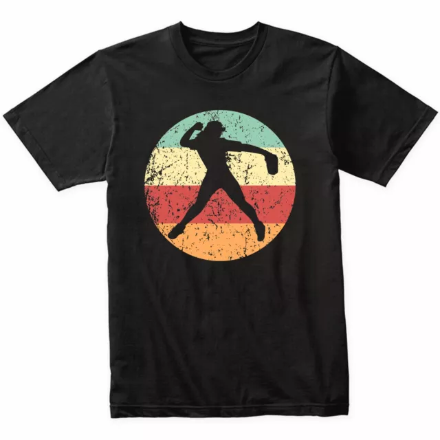Softball Player Silhouette Retro Sports T-Shirt - Retro Colors