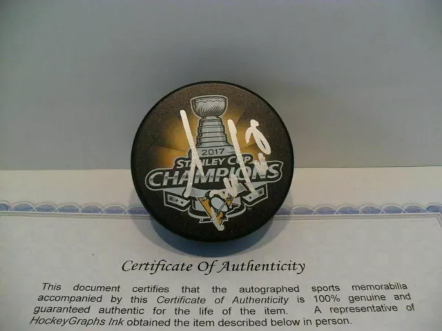 Trevor Daley Autographed Pittsburgh Penguins 2017 Stanley Cup Champion Puck COA