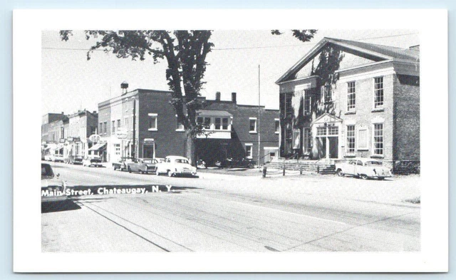 CHATEAUGAY, NY New York ~ MAIN STREET SCENE c1960s Cars Franklin County Postcard