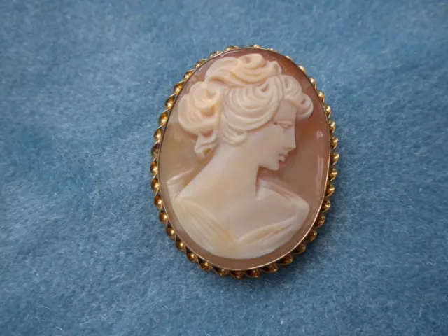 Vintage Carved Shell Cameo 12K GF CC Pin Pendant