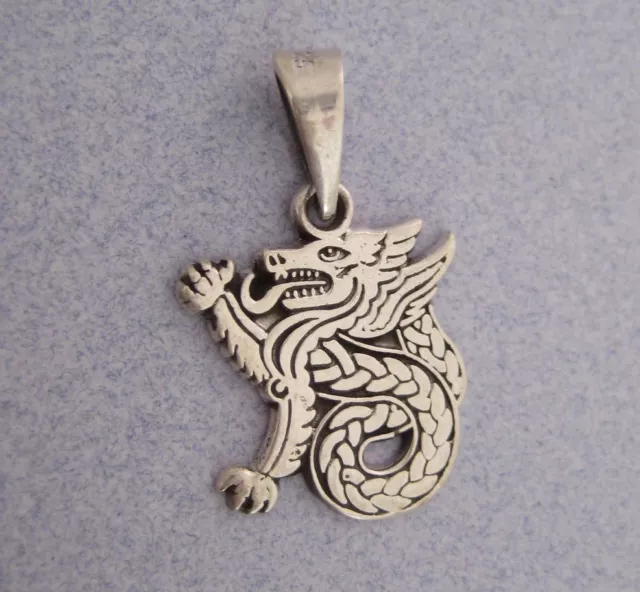 Mexican 925 Sterling Silver Taxco Chinese Oriental Asian Dragon Small Pendant