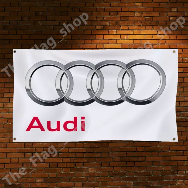 Audi 3x5 ft Flag Car Racing Show Banner Garage Man Cave Emblem Wall Sign...