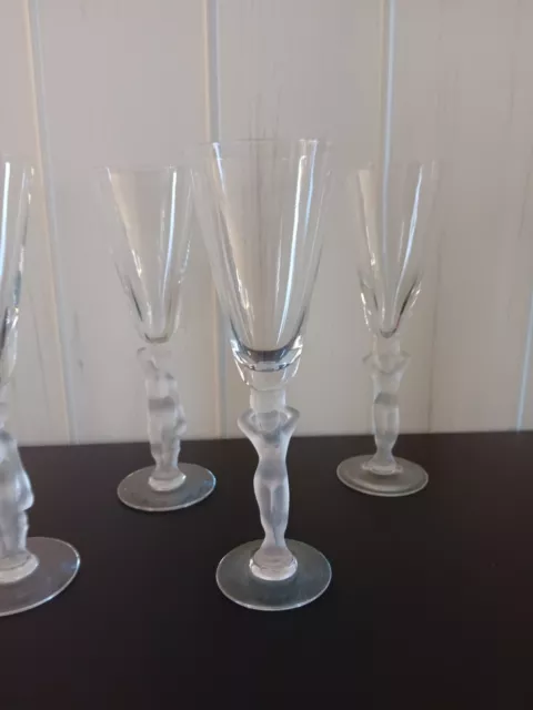 6 SUPERBE ANCIENNE Flutes Verres à CHAMPAGNE en CRISTAL de BAYEL Bacchus Vénus 3