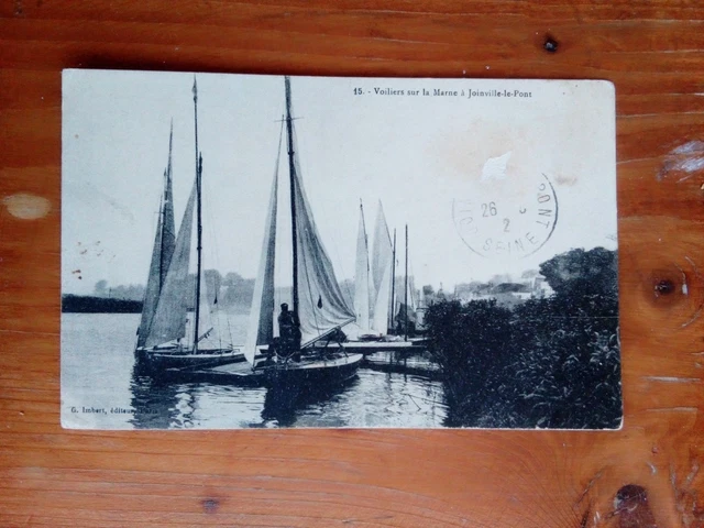 Cpa 94 voiliers sur la marne à joinville le pont imbert editeur