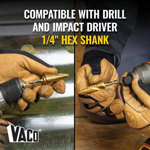 Klein Tools 25950 Step Bit Kit, Spiral Double-Fluted, VACO, 4-Piece 3