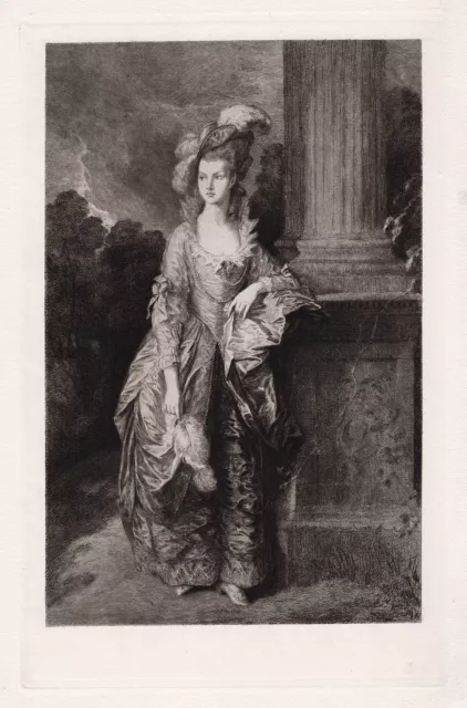 Elegant 1800s THOMAS GAINSBOROUGH Etching "The Beautiful Mrs Graham" FRAMED COA