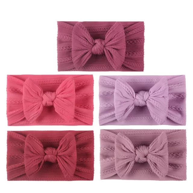 Bow Headbands Hair Accessories 5pcs Nylon Simple Textured Headdress for Newborns