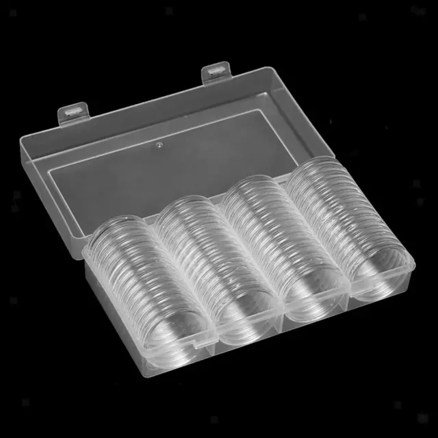 60x 40mm coin Capsules with Transparent Storage Box