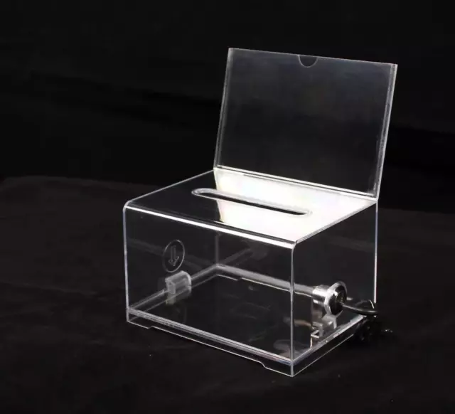 Spendenbox-Geldkassette - Klares Plexiglas mit Schloss - Geeignet zum Sammeln vo