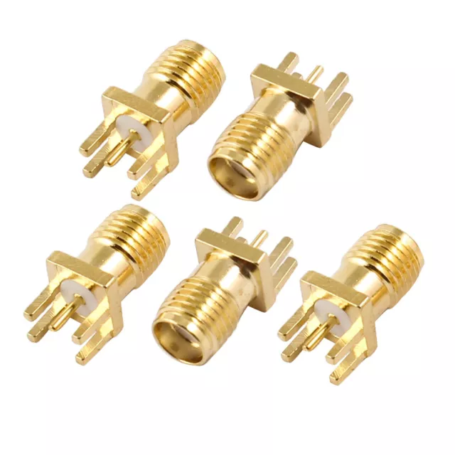 5 piezas tono de oro Metal SMA conector Jack hembra conector adaptador PCB