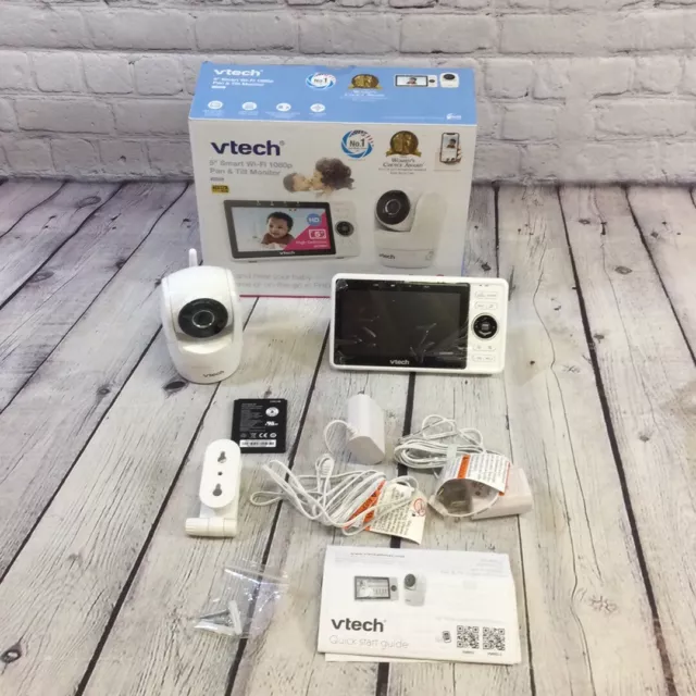 VTech VM901 White 5 Inch Smart Wi-Fi 1080P Pan & Tilt Baby Monitor Camera