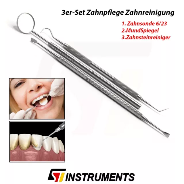 3er-set Zahnsteinentfernung Zahnreinigung Zahnarzt Mundhygiene Instrumente NEU