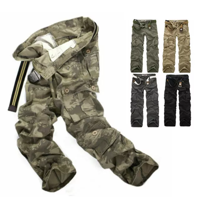 ✿Pantalon Militaire De Combat Cargo Pour Homme Pantalon Multi-Poches Travail F