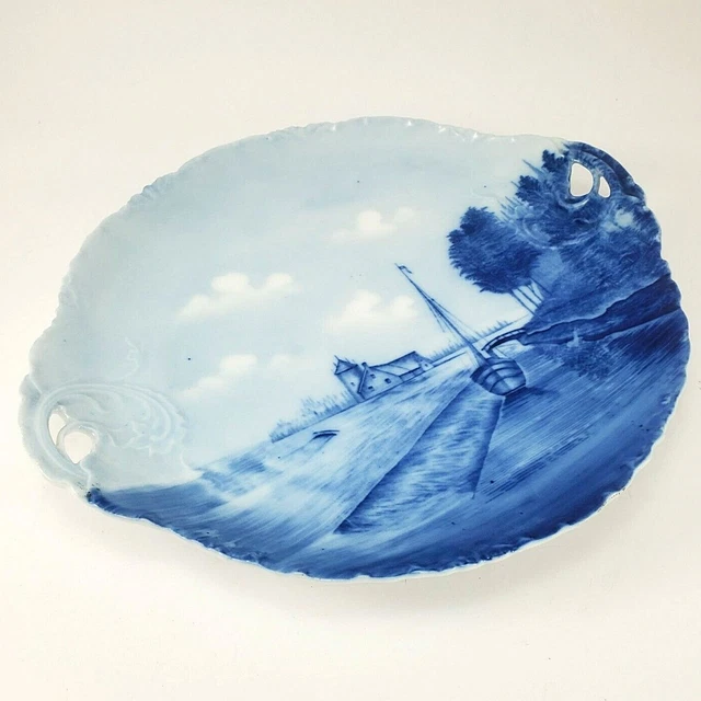 Antique Rosenthal Pottery German Delft 1891-1906 Cookie Plate Perforated Edge