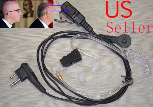 2 Pin Surveillance Kit Tube Headset Earpieces PTT Mic For Walkie Talkie